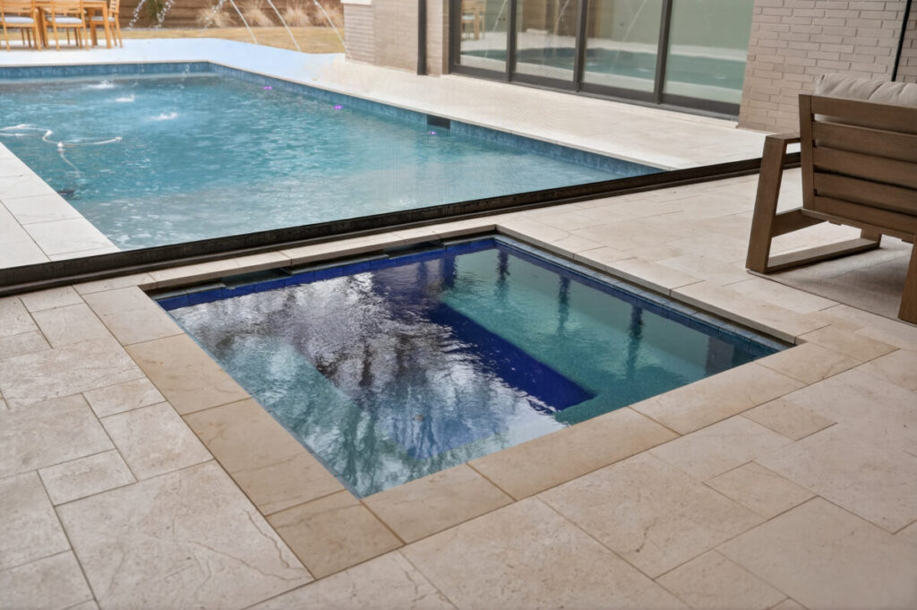 Custom Pool with hot tub