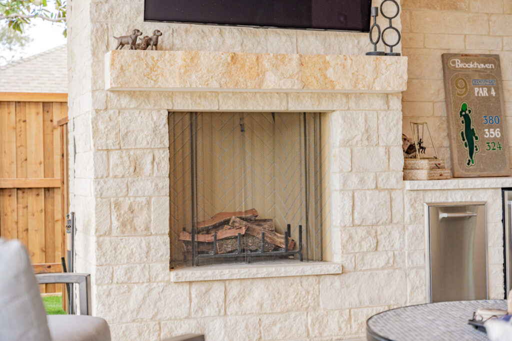 built-in fireplace