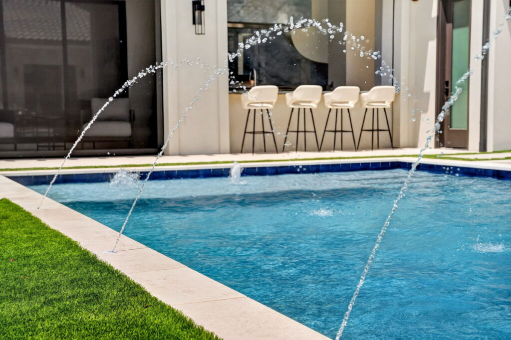 custom pool with water feature